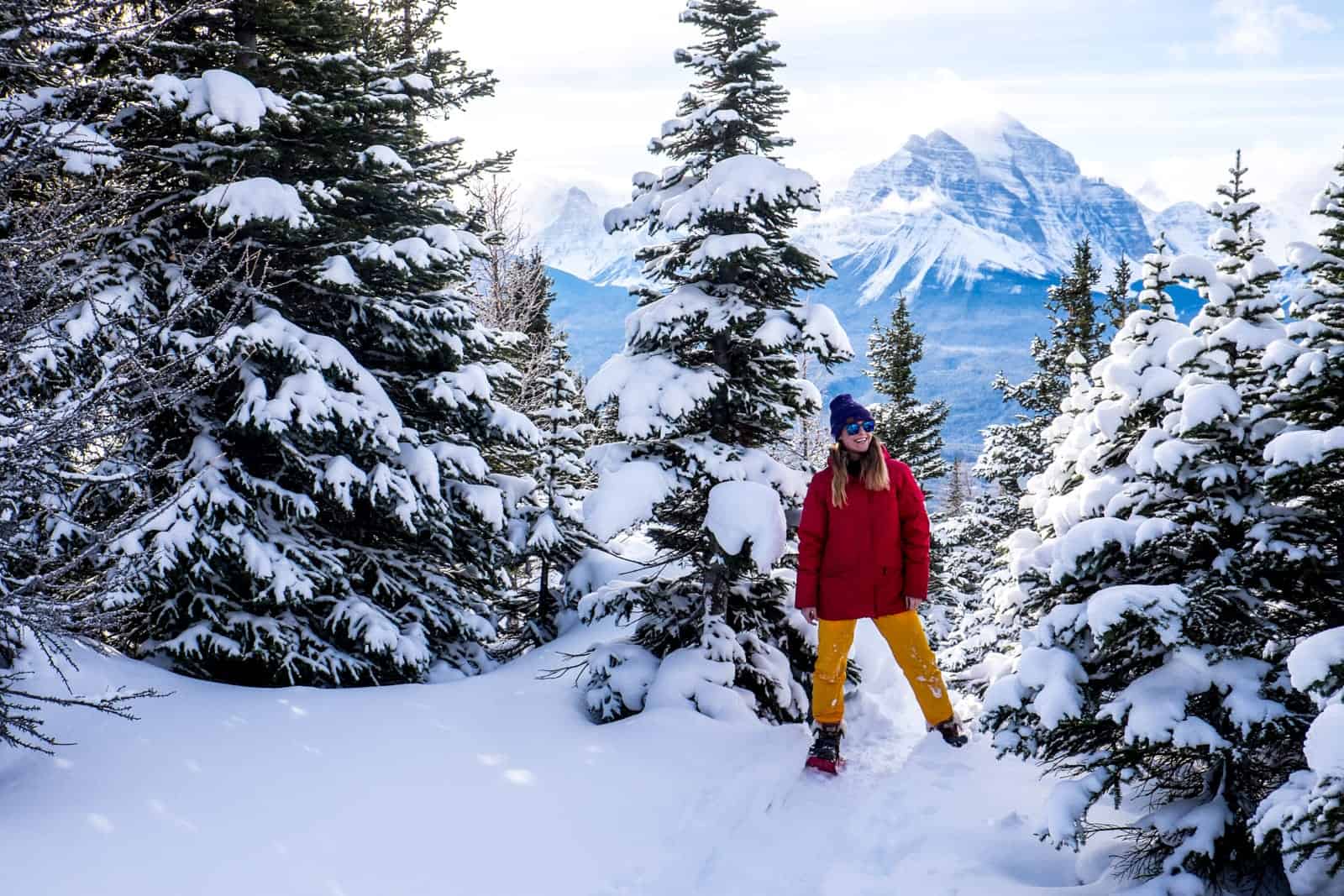 Snowshoeing tour in Lake Louise, Banff Rocky Mountains, Canada