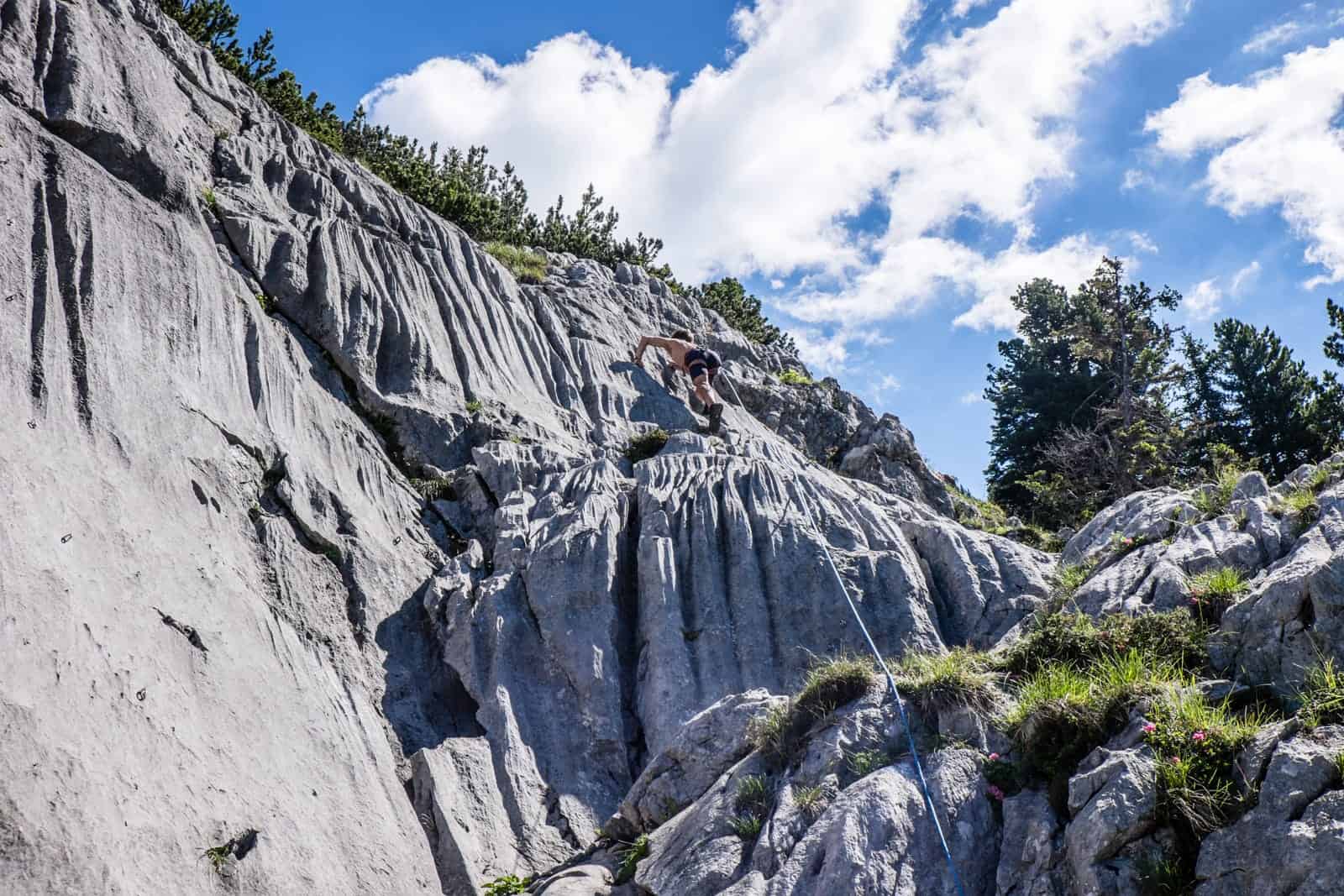 Rock climbing in Achensee, Tirol, Austria Rofan mountains