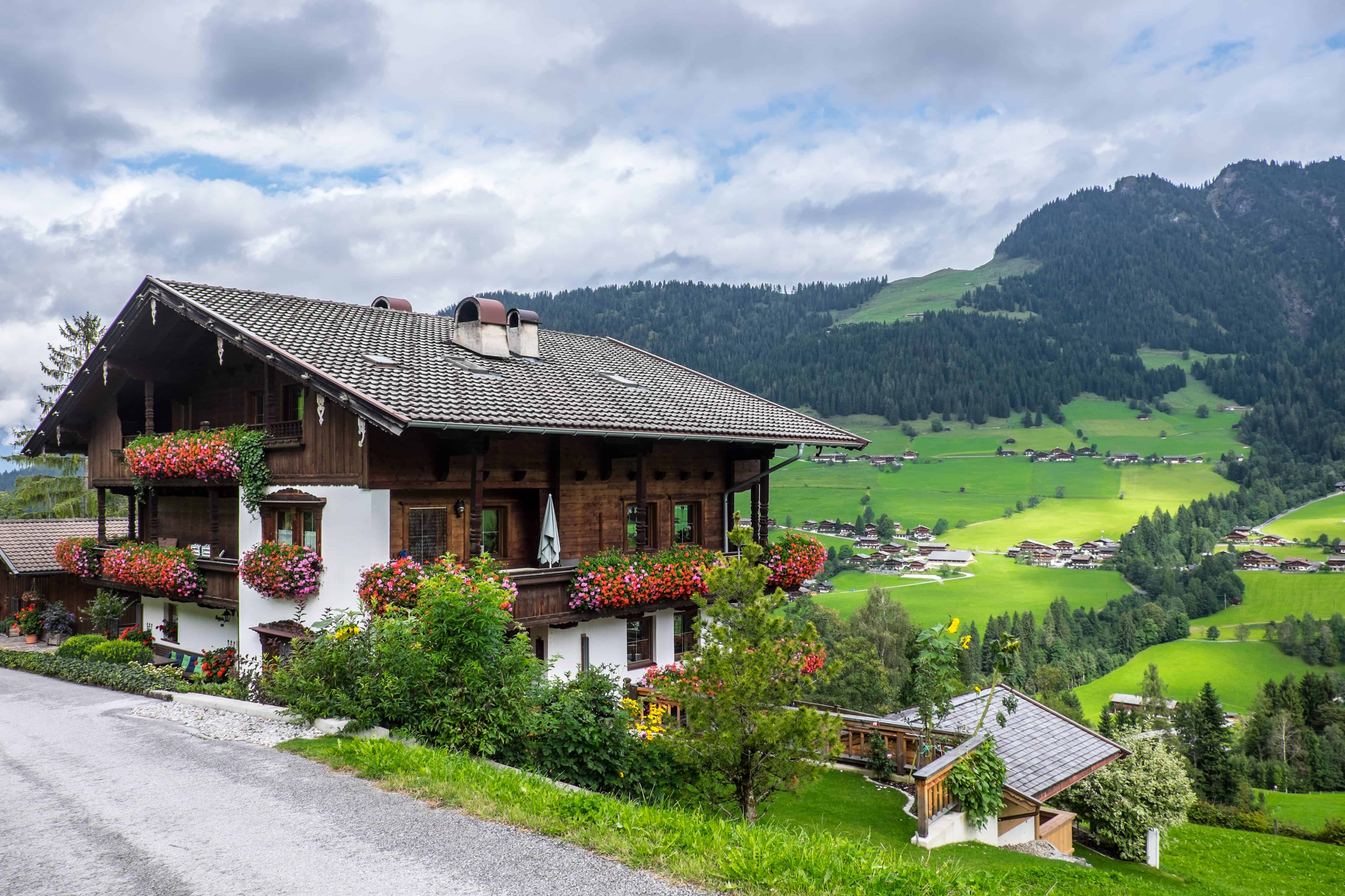 Traditional Austrian houses in Alpbachtal Valley, Tirol.