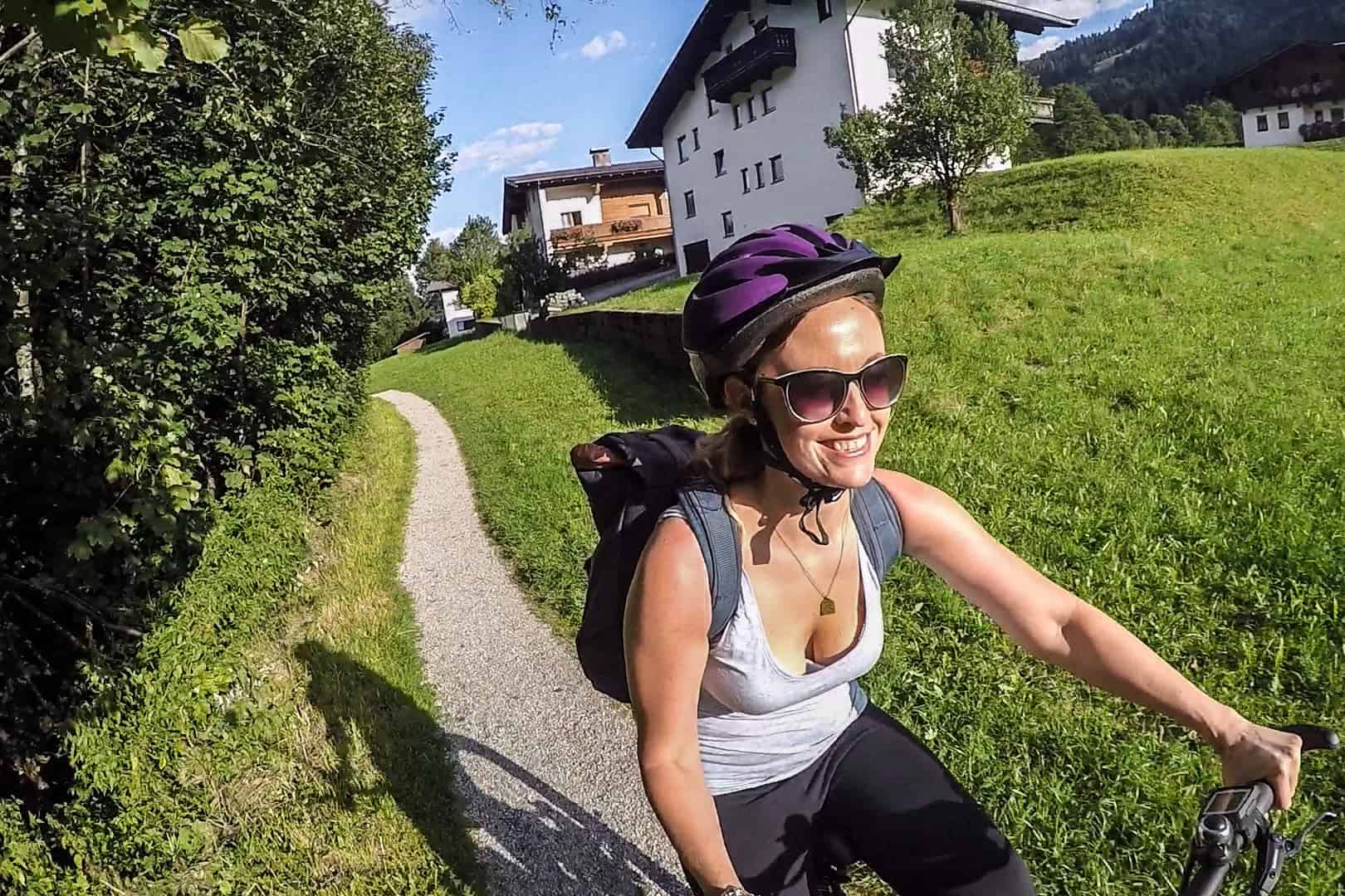 Biking in Wildschönau Valley villages in Tirol, Austria