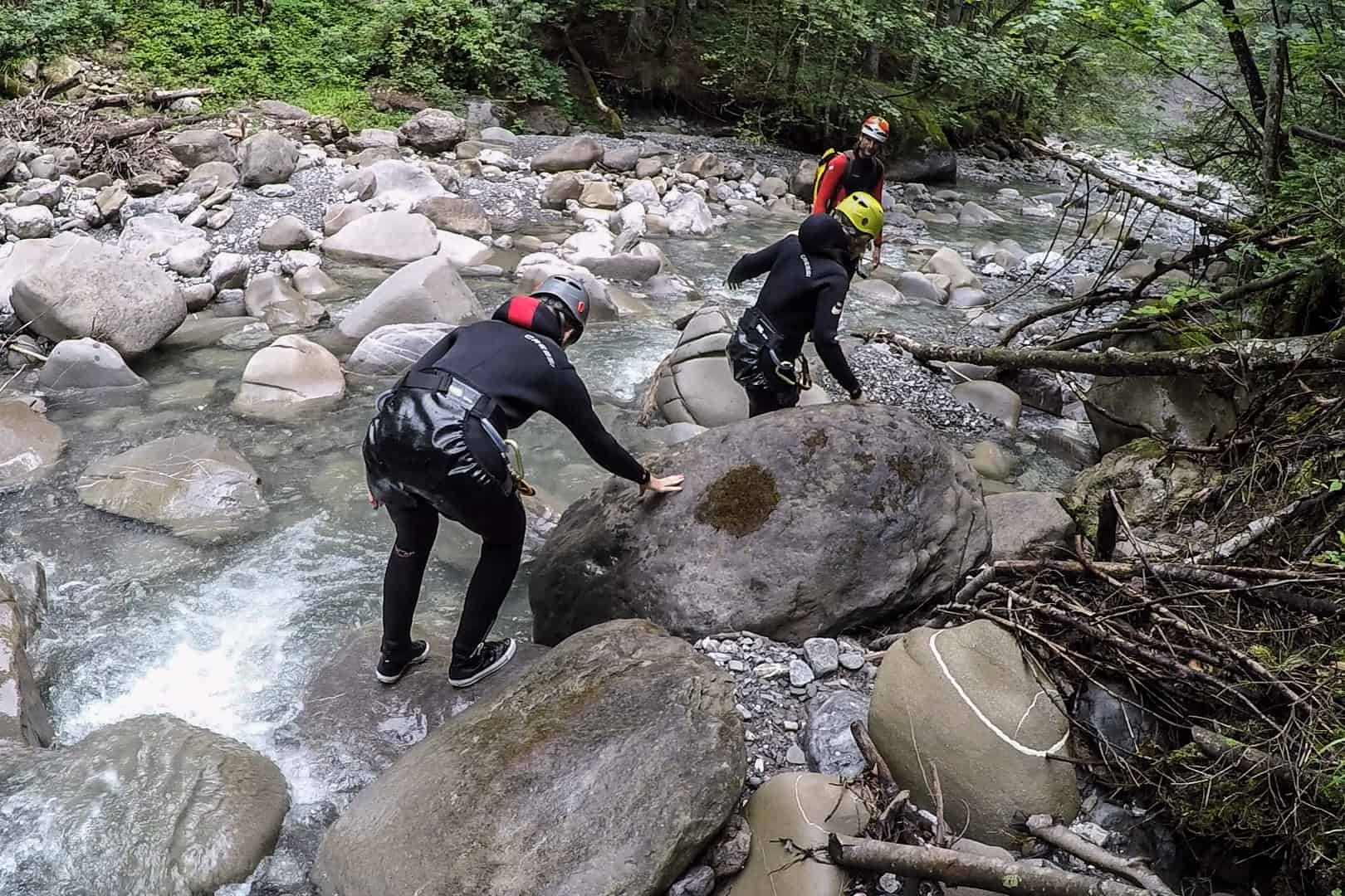 Rocky terrain of canyoning in Vorarlberg, Austria