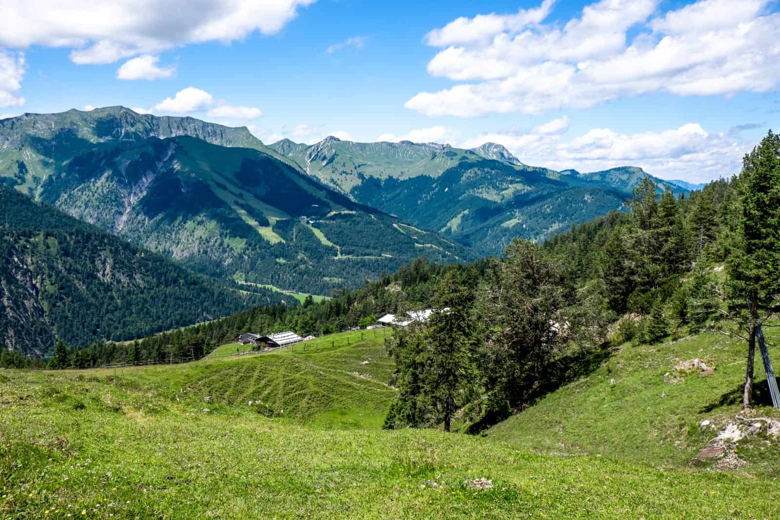 Views of the valley from the Achensee biking trails in Tirol, Austria