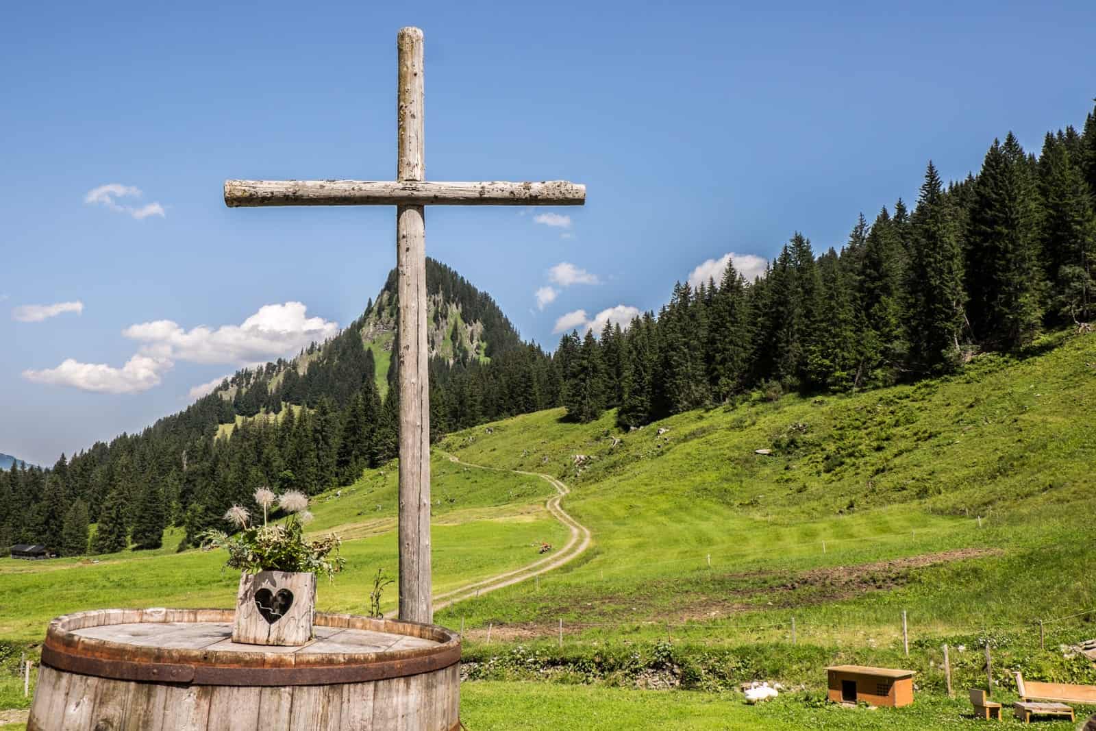 Hiking cross in Bregenzerwald, Vorarlberg, Austria