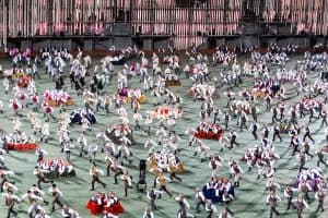Hundreds of Dancers perform at the Latvia Song and Dance Celebration in Riga