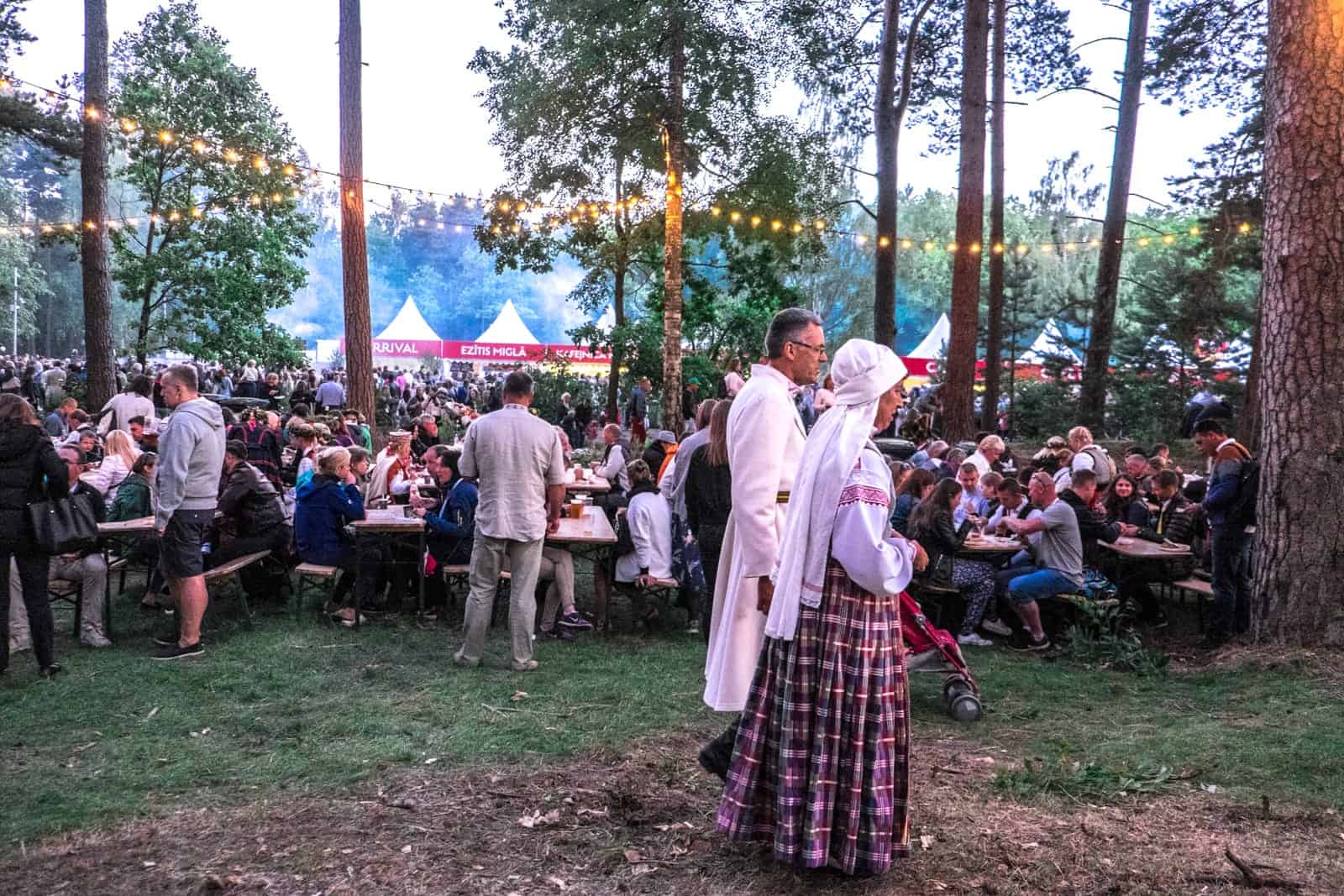 People enjoying the food and drink at the Closing show of the Latvia Song Dance Celebration