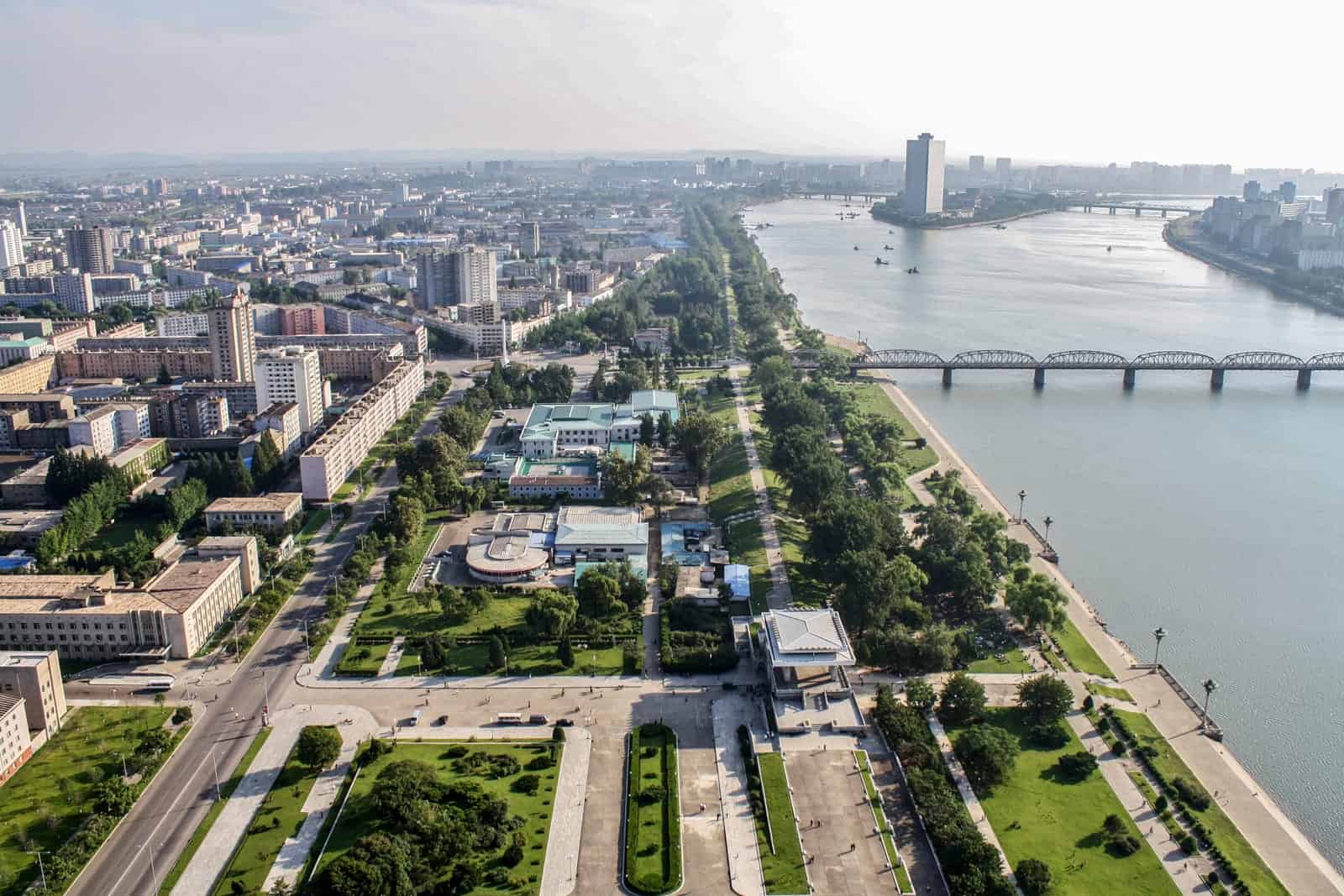 View of Pyongyang from a tourist hotel on the North Korea tour