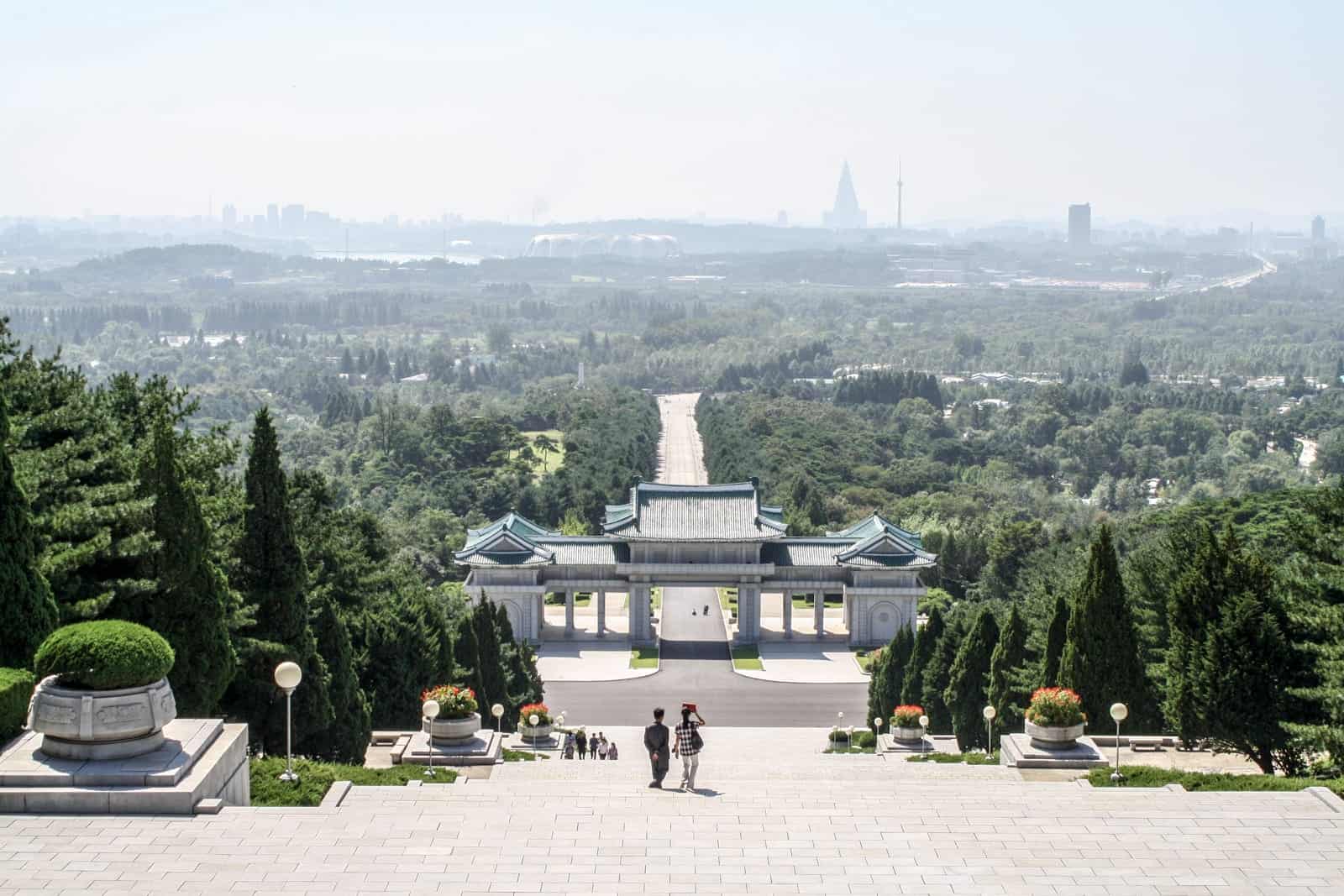 Elevated view of Pyongyang from the top of a hill – one of the sites you see when you travel to North Korea