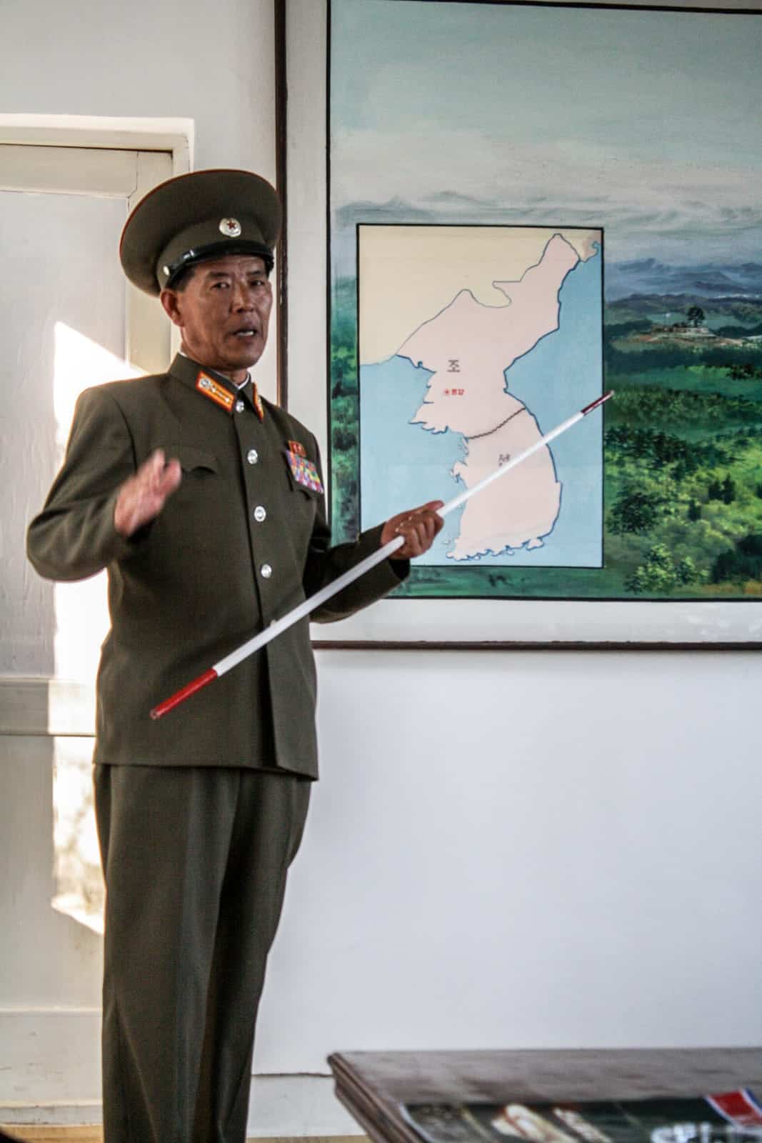 North Korea guard explains history to tourists visiting border to South Korea