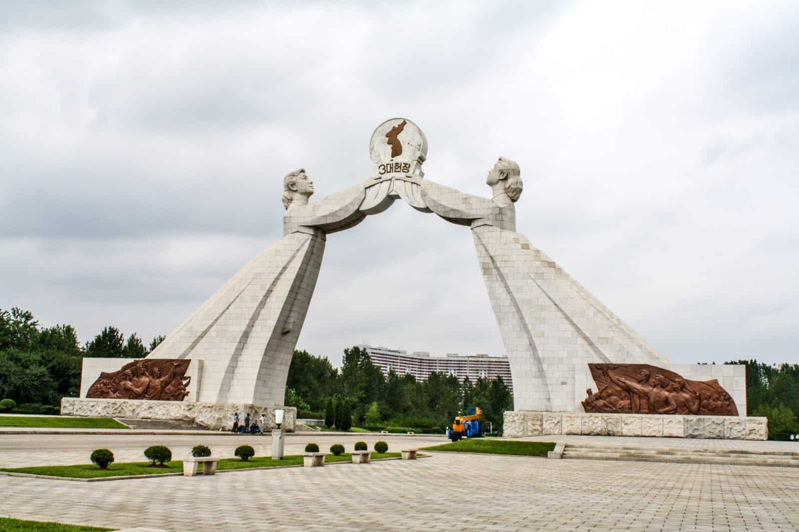 One of the communist style monuments in North Korea you are shown in a travel tour