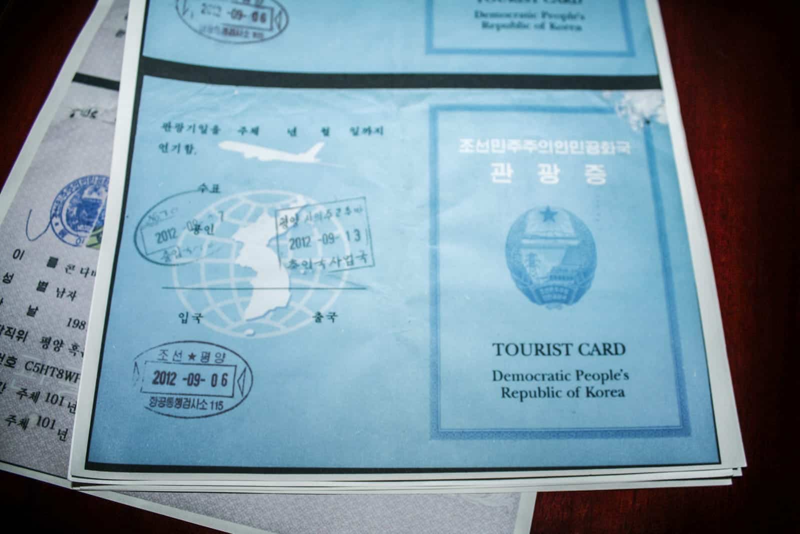 Copy of a tourist visa card to North Korea DPRK