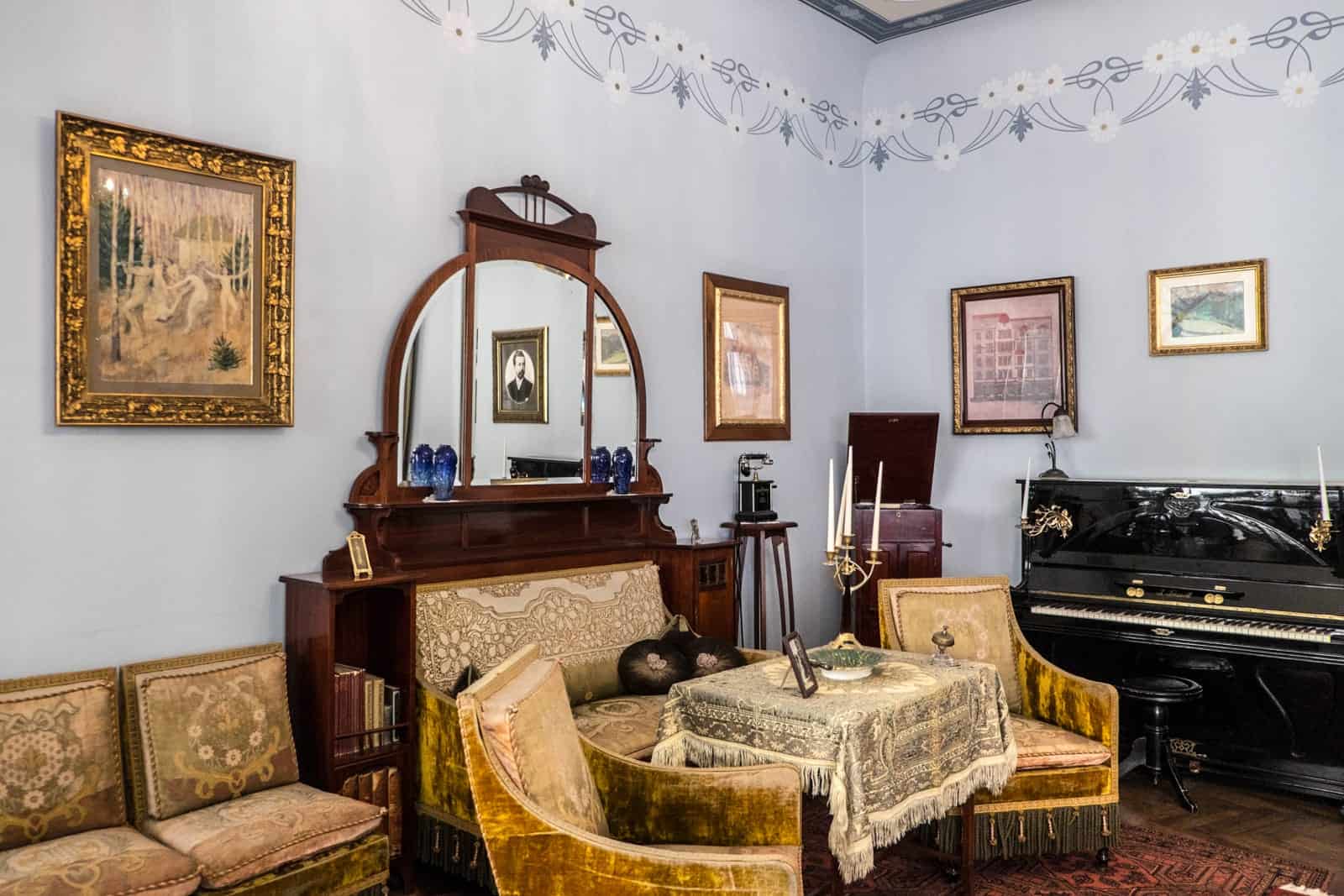 Living room inside the Art Nouveau museum in Riga, Latvia