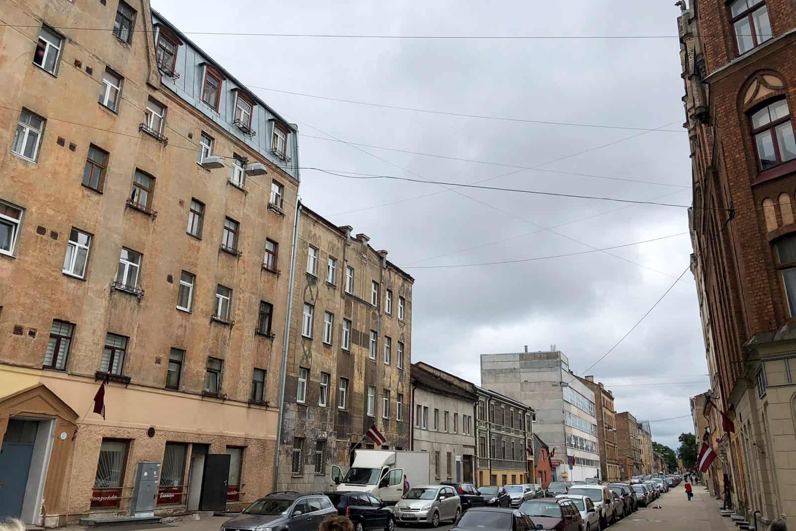 Buildings in the Old Moscow nighbourhood in Riga