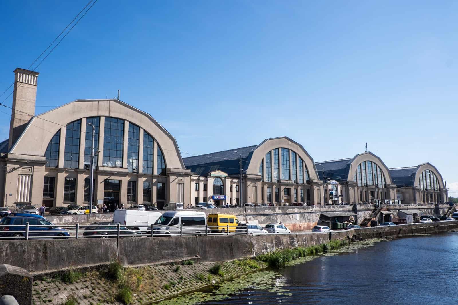 Old aircraft hangers which are now home to Riga Central Market, Latvia