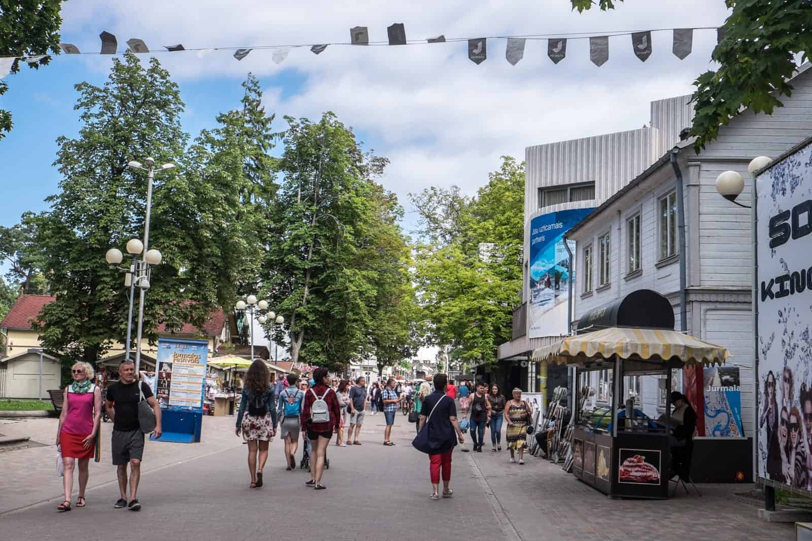 Prominade street in beach town Jumala, Latvia