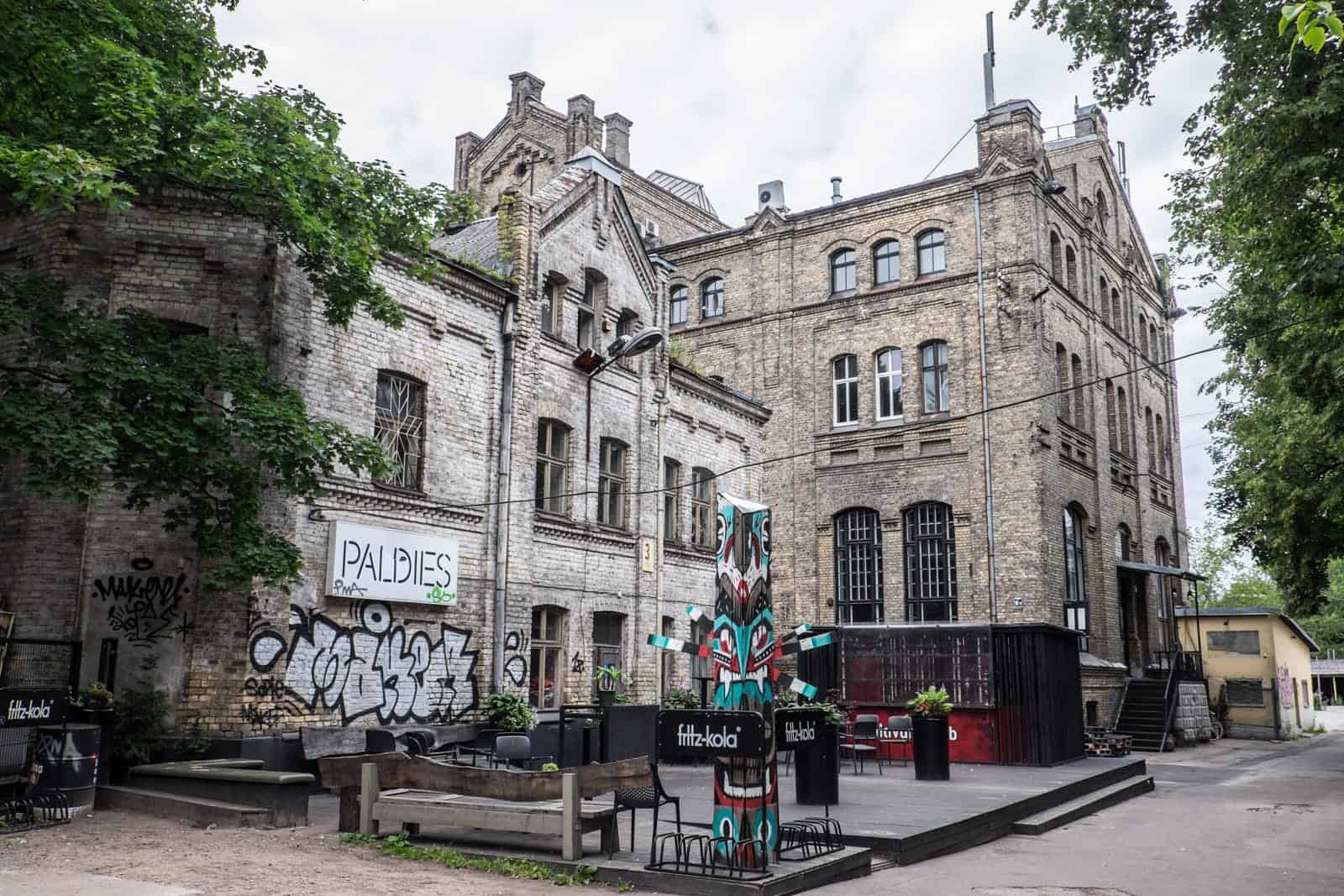 Crumbling building in old Riga neighbourhood used as event space