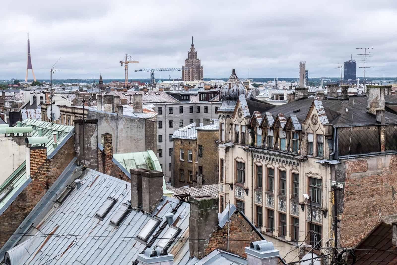 Elevated view of Riga and its architecure from the city shopping centre