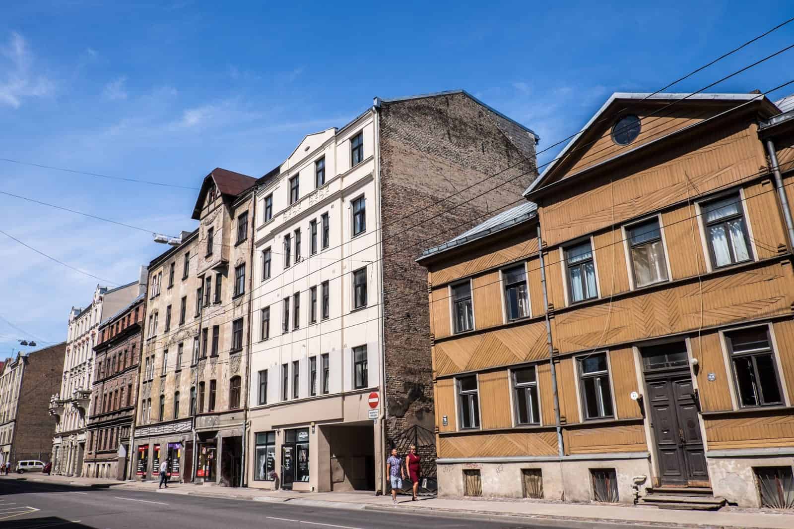 Riga Neighbourhoods with old architecture and wooden houses