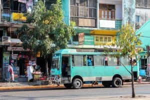 Public transport bus system in Myanmar budget travel