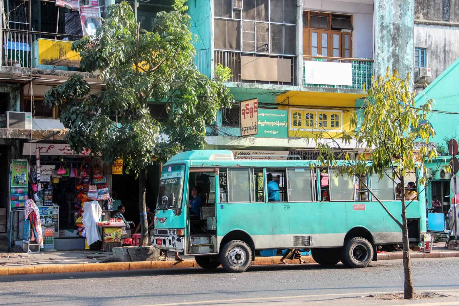 Public transport bus system in Myanmar budget travel