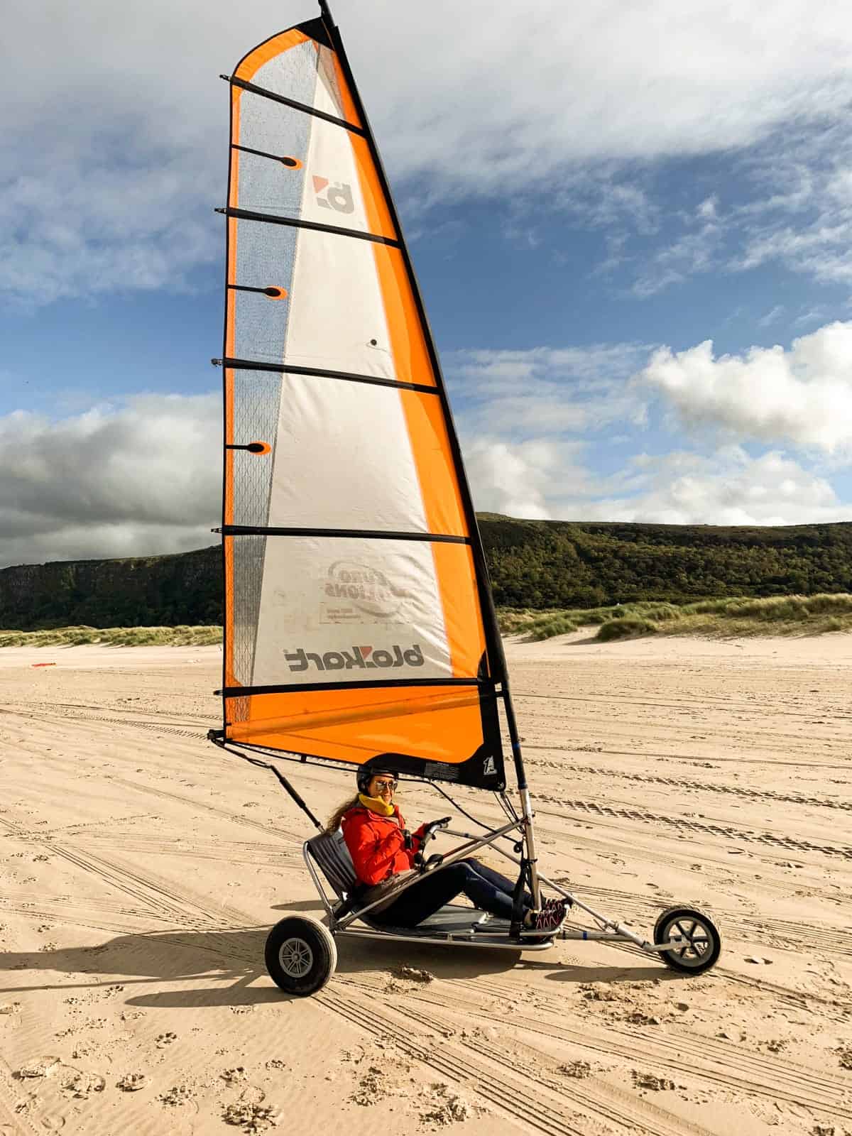 Blokarting on beaches of the Coastal Causeway Northern Ireland