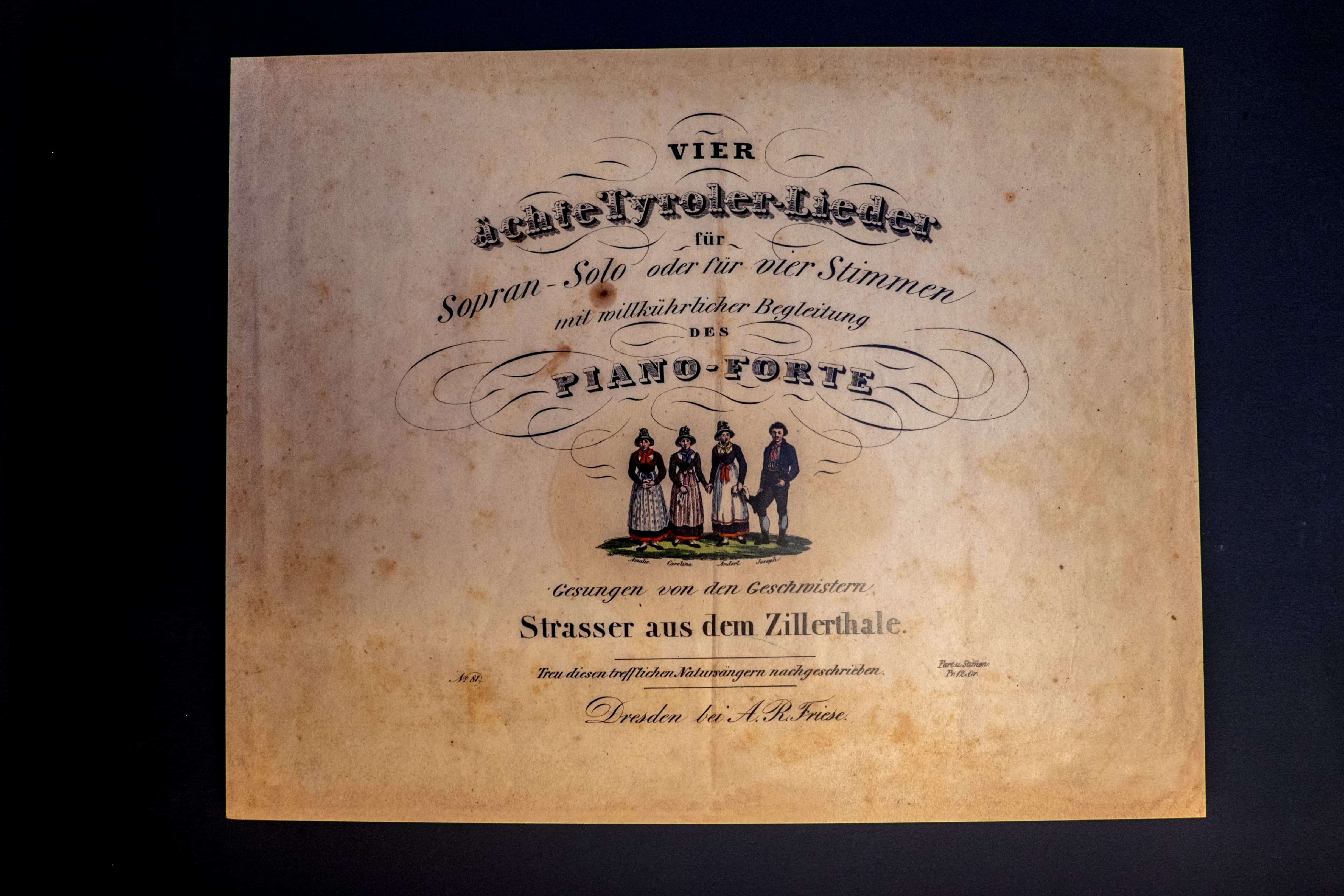 Strasser Family Singers poster at Fugen Castle Museum Silent Night Anniversary Exhibition Austria
