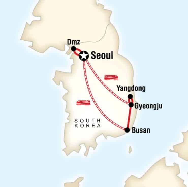 G Adventures South Korea Map for the tour