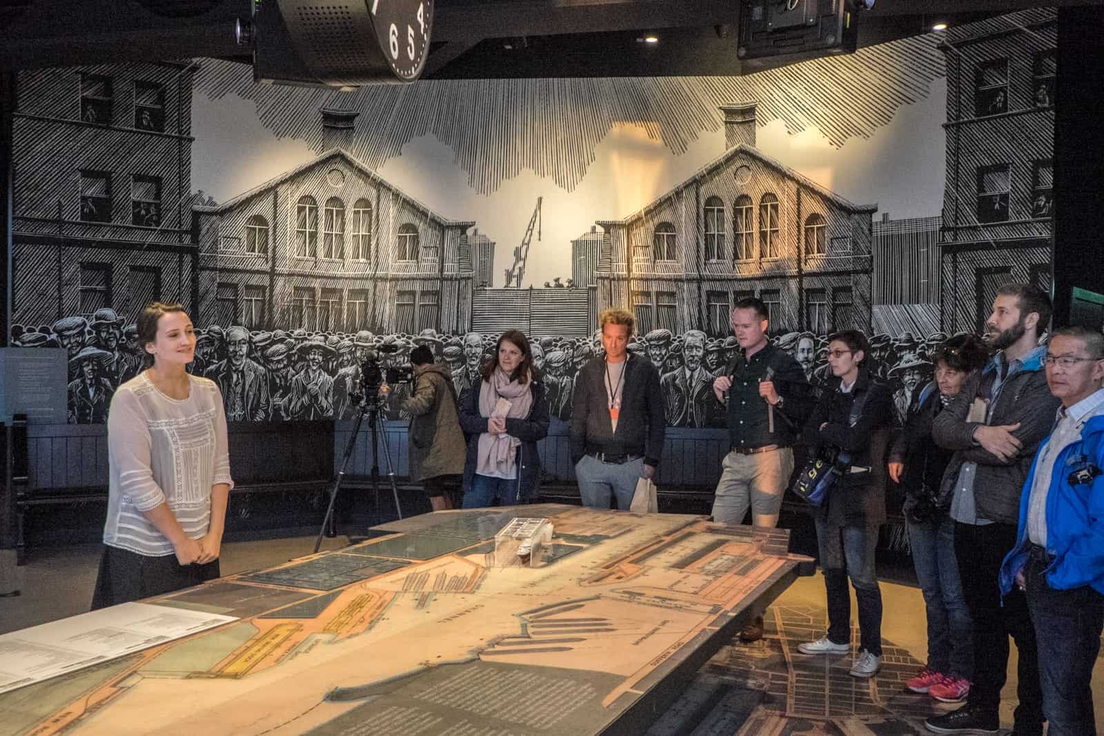 Actors inside the Titanic Museum, Belfast, Northern Ireland