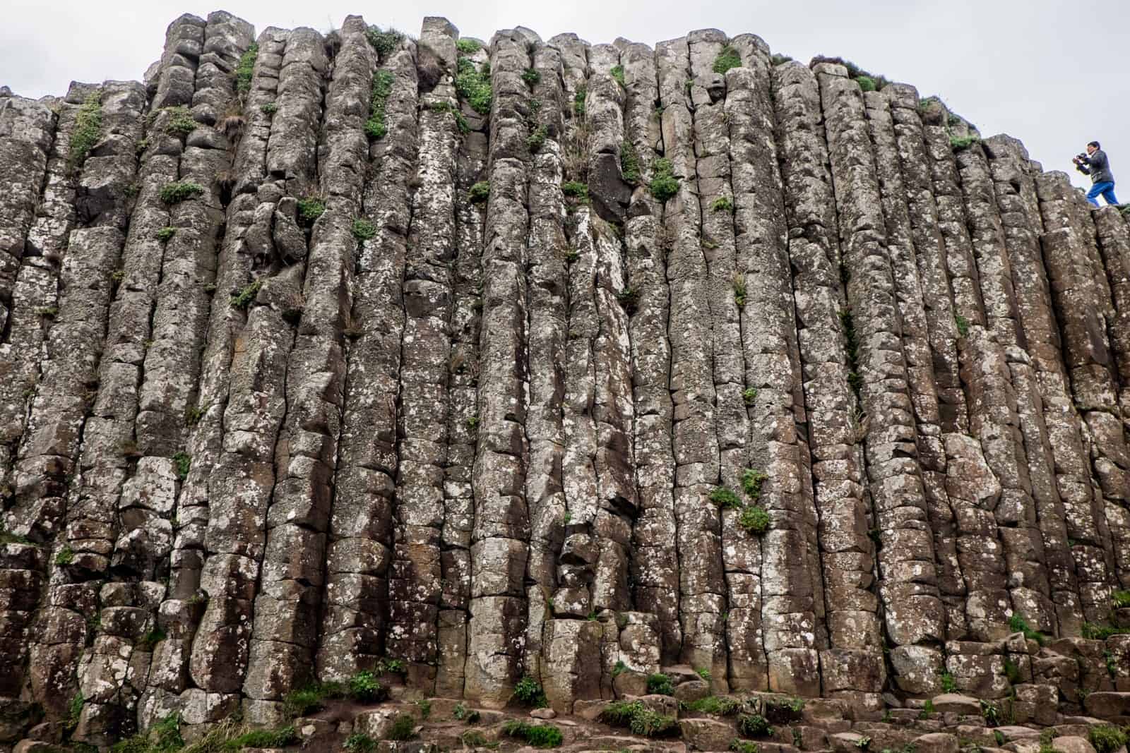 View of hexagonal stones of Giants Causeway in Northern Ireland