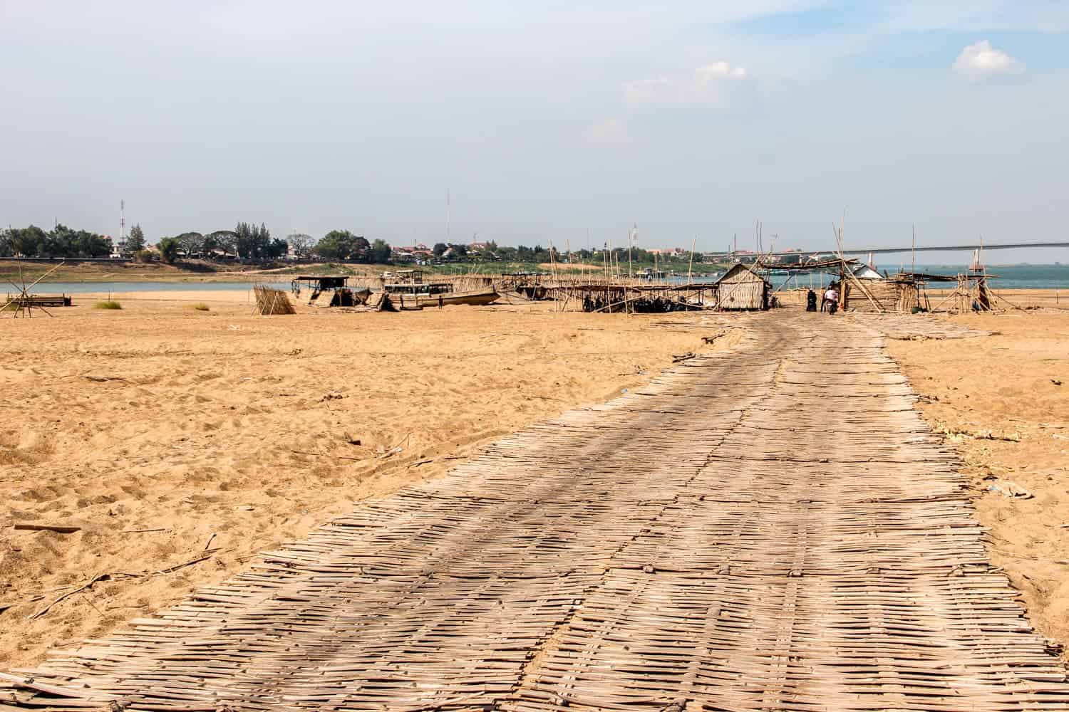 Bamboo bridge island in Kampong Cham Cambodia