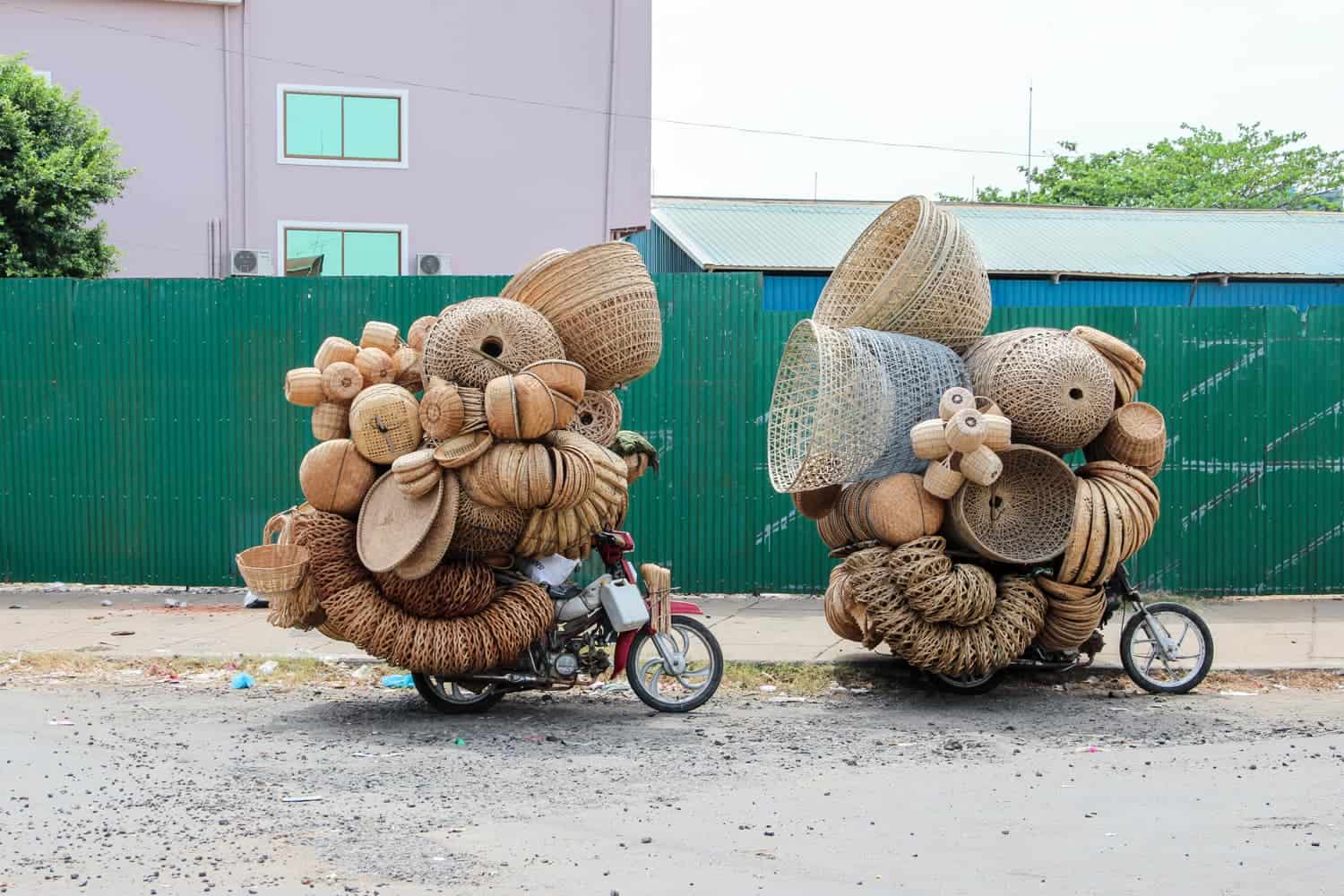 Vendors in Kampong Cham city in Cambodia