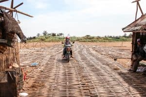 Kampong Cham Bamboo Bridge crossing, Cambodia