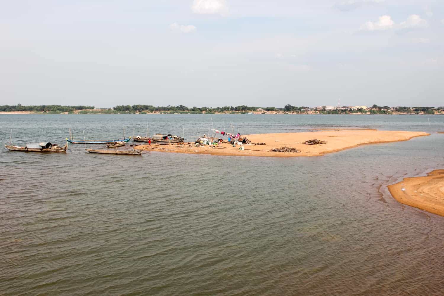 Bamboo bridge island visit in Kampong Cham Cambodia