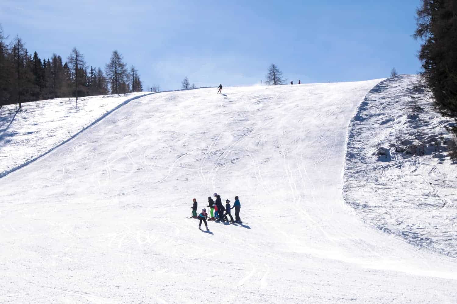 Red run ski slope at Gerlitzen Alpe Austria