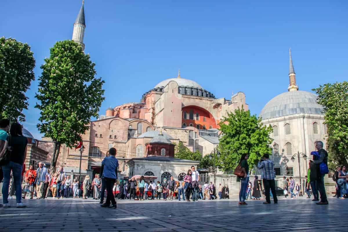 Outside the Hagia Sofia in Istanbul, Turkey