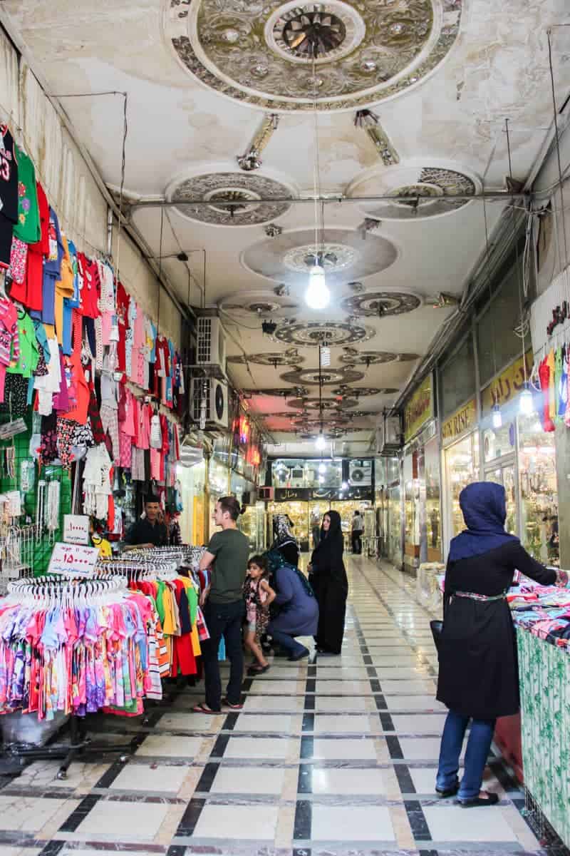 Clothes shopping in Iran local market
