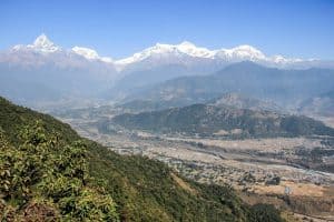 Elevated view of Pokhara from the town's zipline attraction