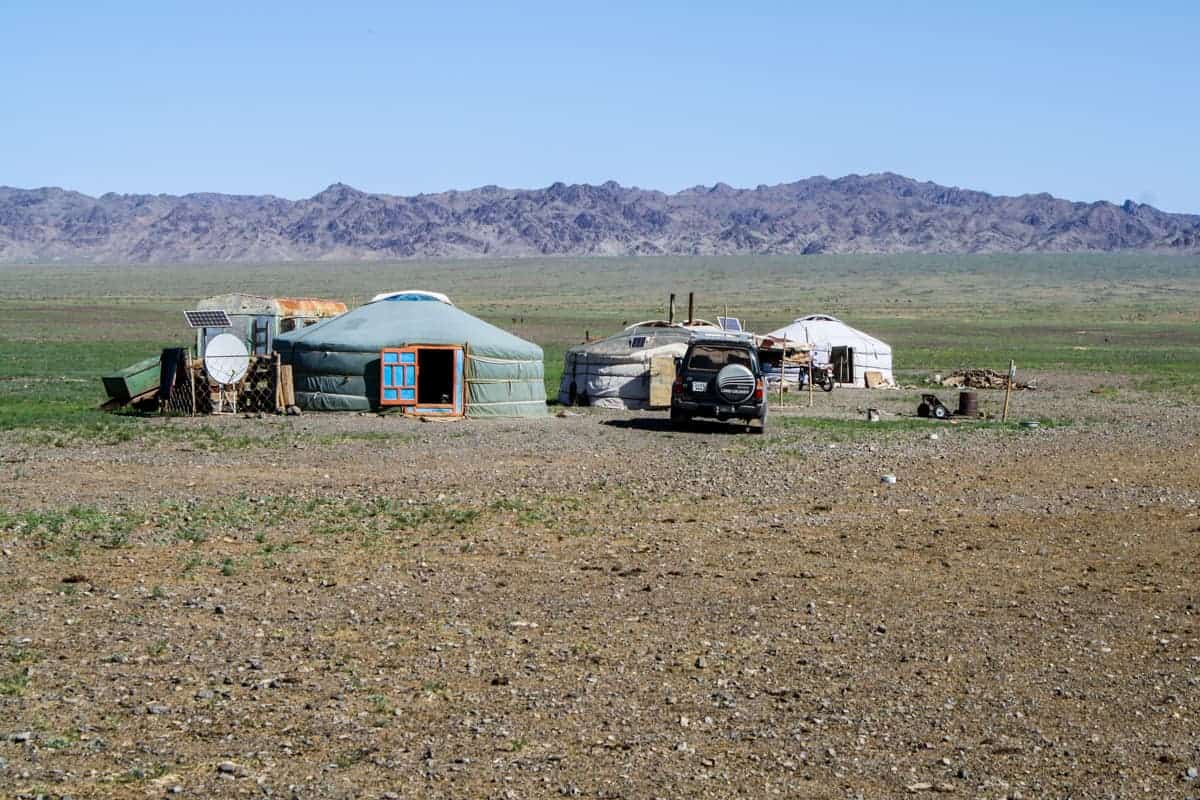 An isolated Mongolian ger community in Mongolia forest area