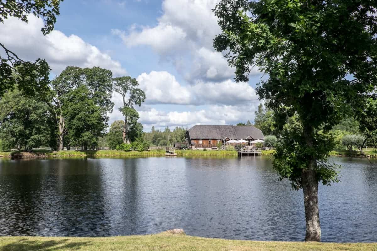 The Igates Pils manor house lake grounds and small forest in Latvia