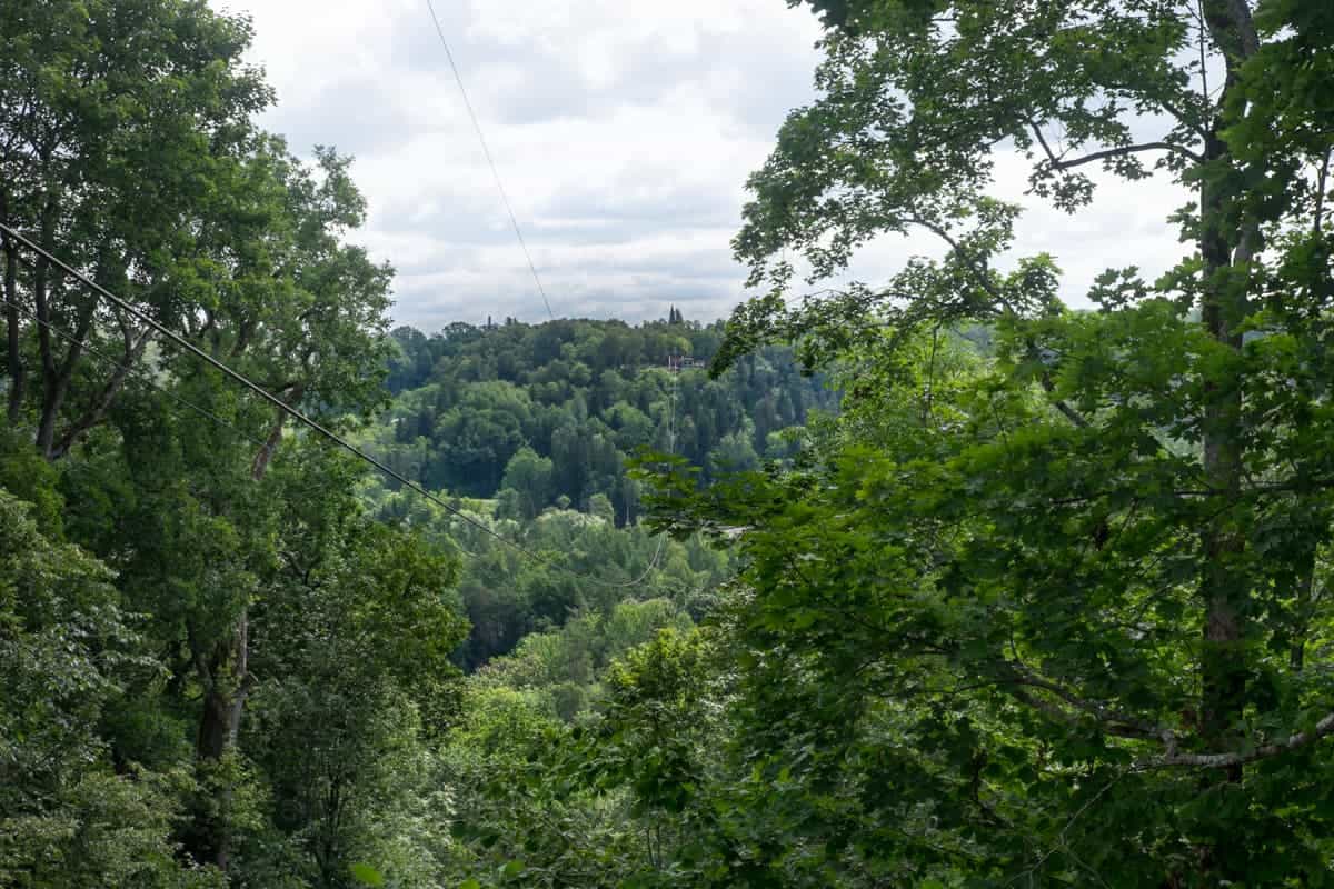 View across the cable car in Sigulda, Gauja National Park, Latvia