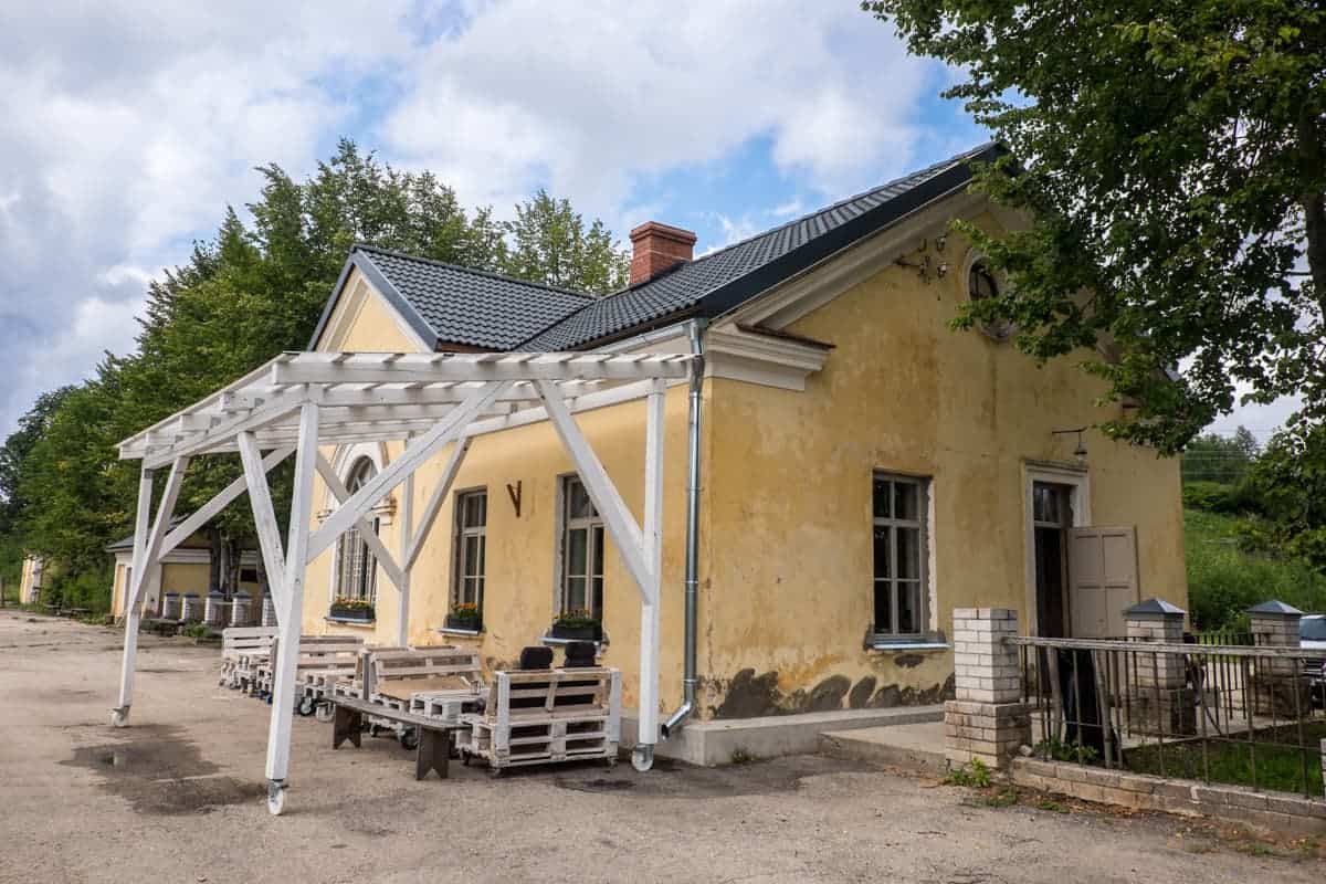 Renovated abandoned railway station in Ergli, Latvia