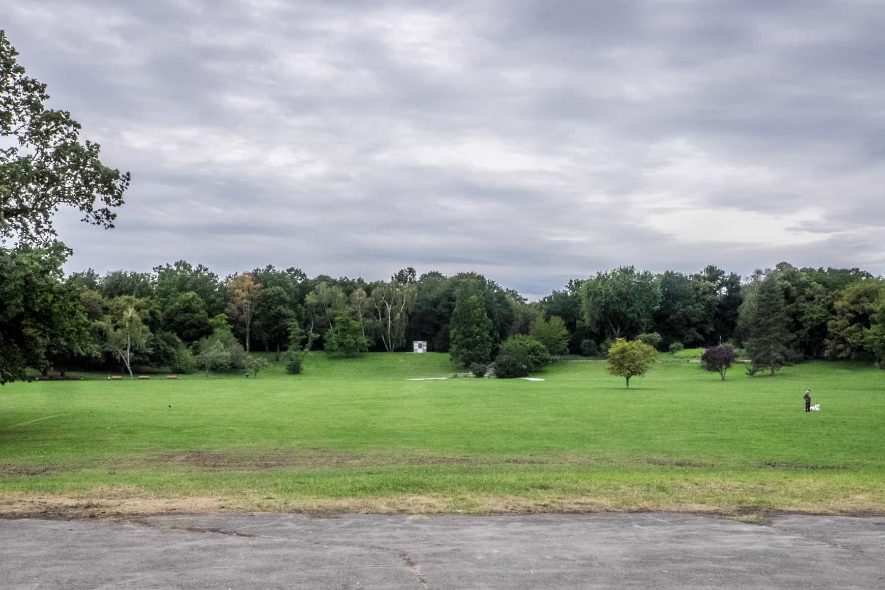 The wide green Luitpoldhain Luitpold Grove Park in Nuremberg that was once a Nazi Rally Ground site