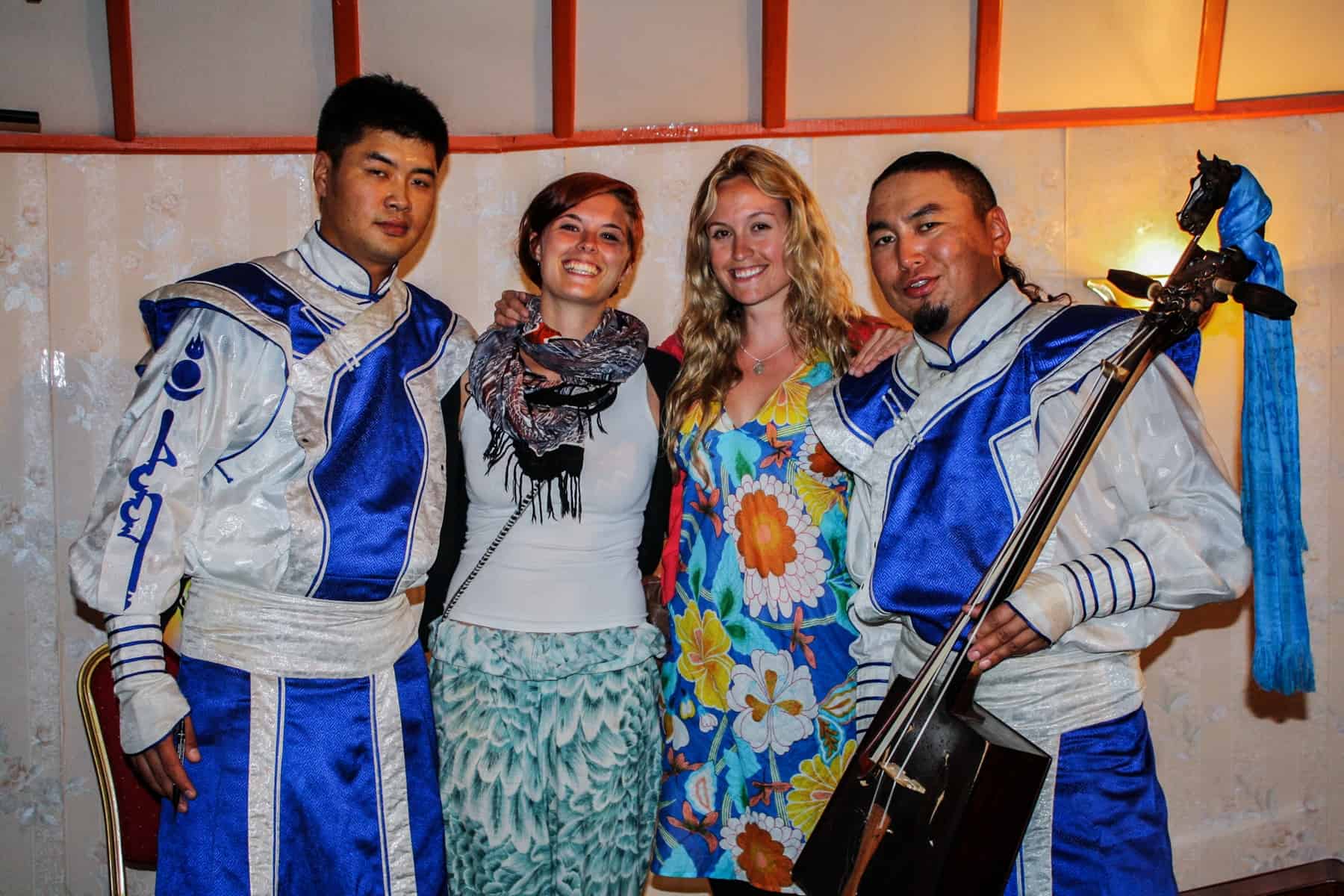 Two female travellers meet Meeting Damog, the Best Mongolian Folk Band in Mongolia