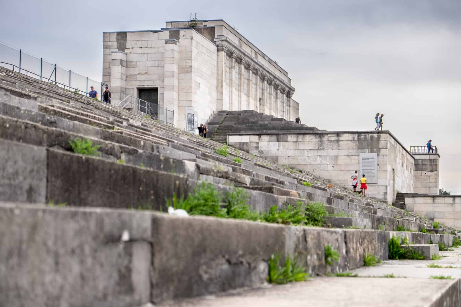 Close up view of the stone step terrace of the Zeppelin Field former Nazi Party Rally Grounds site in Nuremberg, Germany