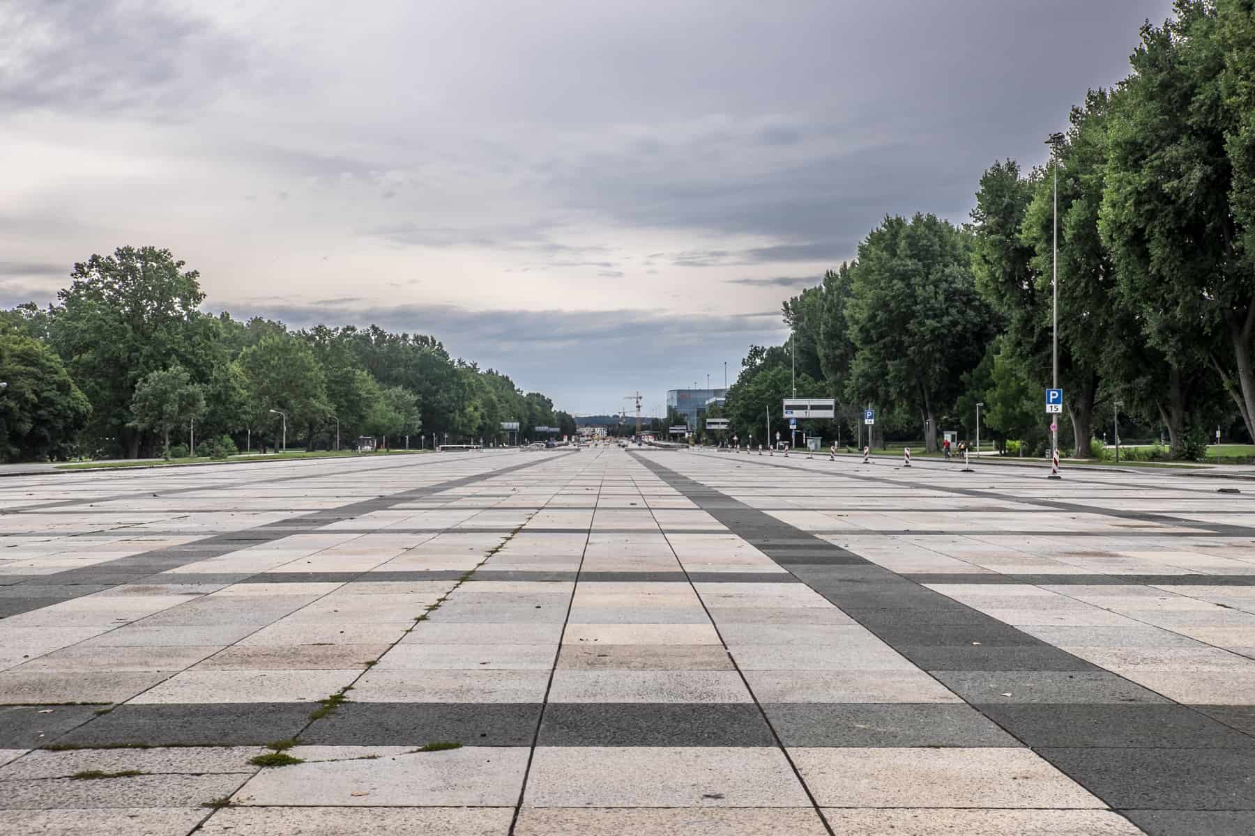 Some of the thousands of square stone slabs that make up what was once known as The Great Road - a road for military displays at the Nazi Party Rally grounds in Nuremberg