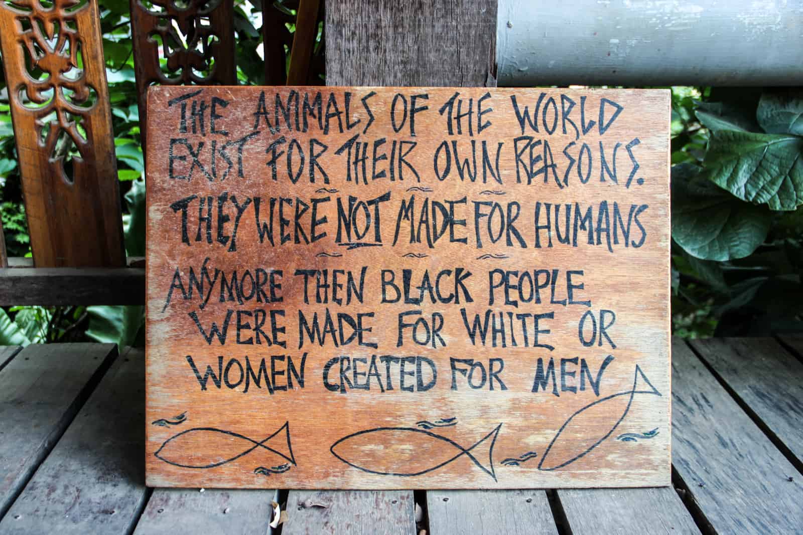 Sign at the Elephant Nature Park in Thailand about why you shouldn't ride elephants.