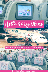 The Hello Kitty themed entertainment screens, exterior plane design and pink seats covers on the Eva Air Hello Kitty Plane 
