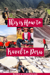 A panoramic view of the green Machu Picchu, the yellow desert sands via buggy, local weaving women with a tourist, the multi coloured Rainbow Mountain and the round ponds of the Salt Plains, all in Peru