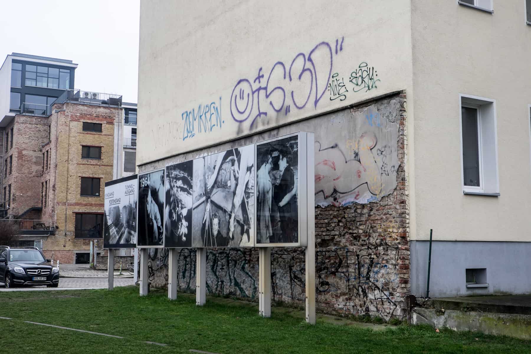 A section of the Berlin Wall built onto a house at Bernauer Strasse