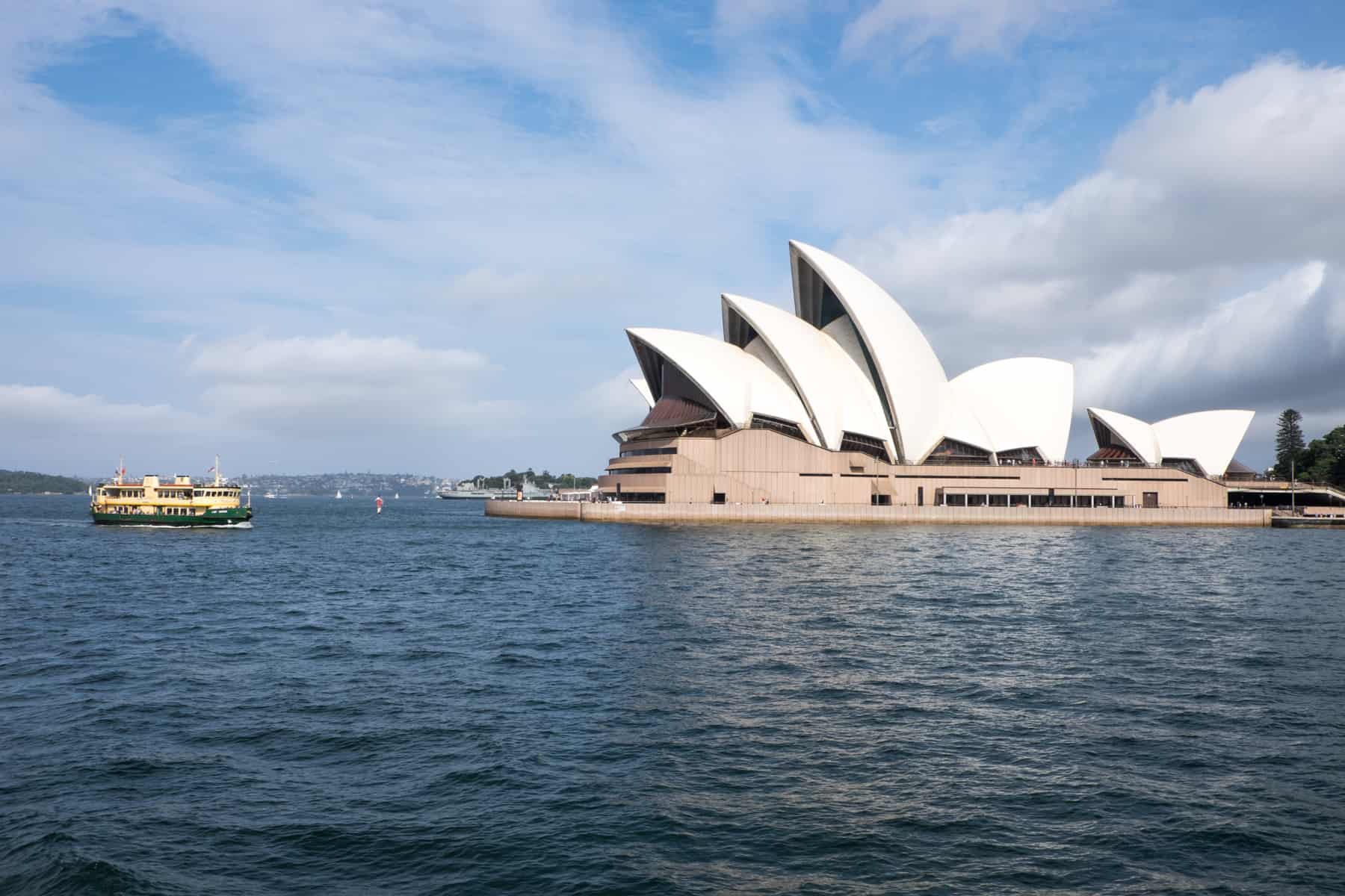 Close up of the white sail designed roof of the Sydney Opera House