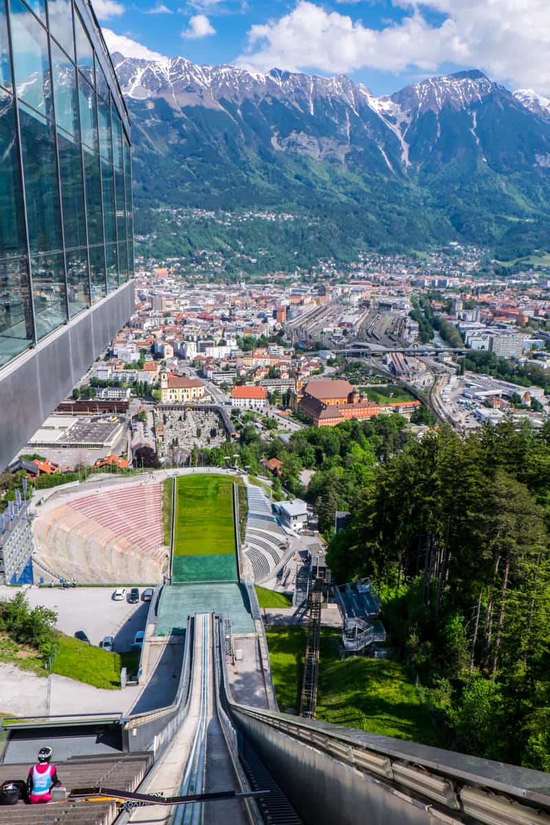 View of Innsbruck from the top of the Bergisel Olympic Ski Jump Tower